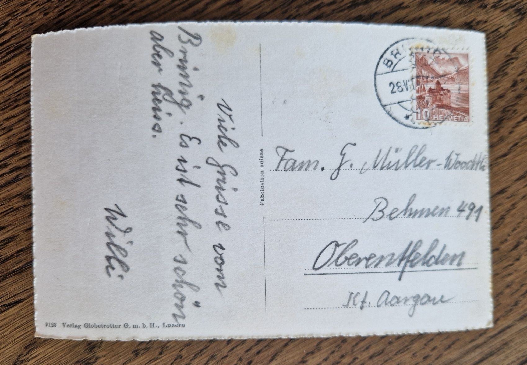 Ansichtskarten: Brünig Passhöhe, Oldtimer 1947 – Gebraucht aus Ebikon von Donar50 2