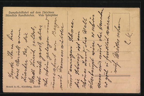 Cartoline postali: Dampfschiffahrt auf dem Zürichsee, Damp – Usato da Berlin venduto da bartko-reher 1