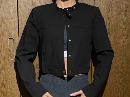 Black Cropped Jacket with Snap Buttons, Like New