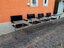 4 Leder Freischwinger -/ Stühle / Stuhl -  Top!