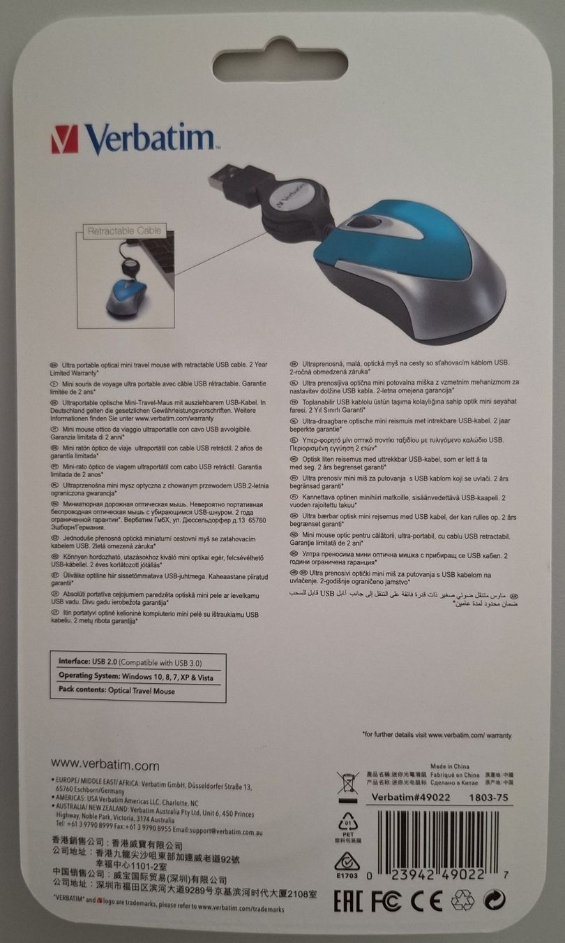 Mouse: Verbatim Go Mini Optical Travel Mouse – Nuovo e nell'imballaggio originale da Aarau venduto da toni1954 1
