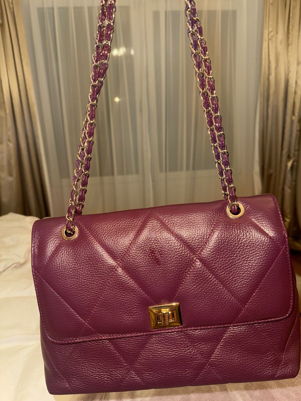 Borse da donna: Sac à main en cuir véritable violet – Usato da St-Maurice venduto da Sandrinette123 2