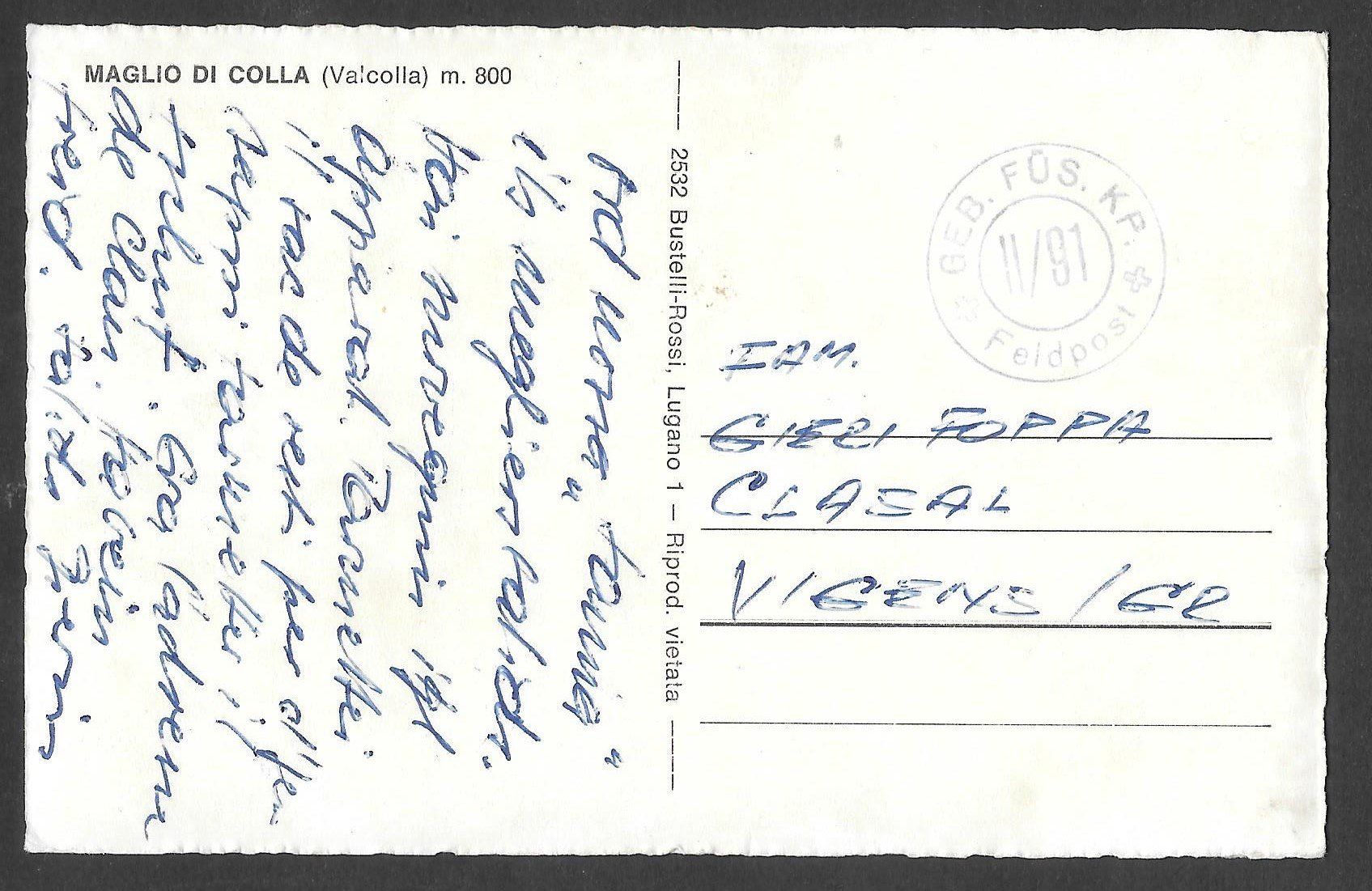 Cartoline postali: Maglio di Colla e Signora Vista generale – Usato da Olten venduto da clotaldi 1