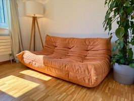 🔥Ligne Roset Togo 3 places Alcantara Dark Camel France 1995