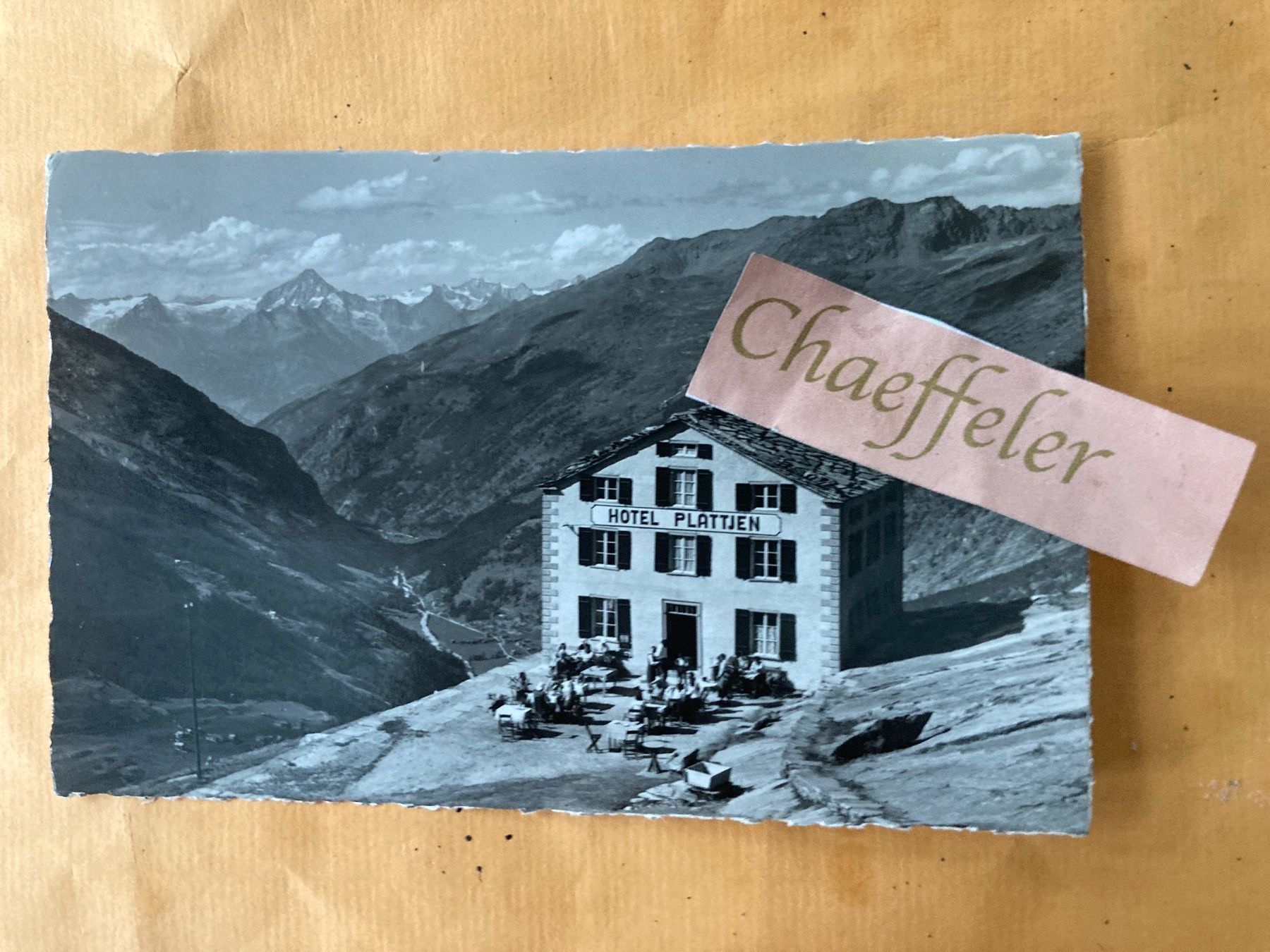 Cartoline postali: 1943 Saas - Fee, Hotel Plattjen – Usato da Zürich venduto da Chaeffeler