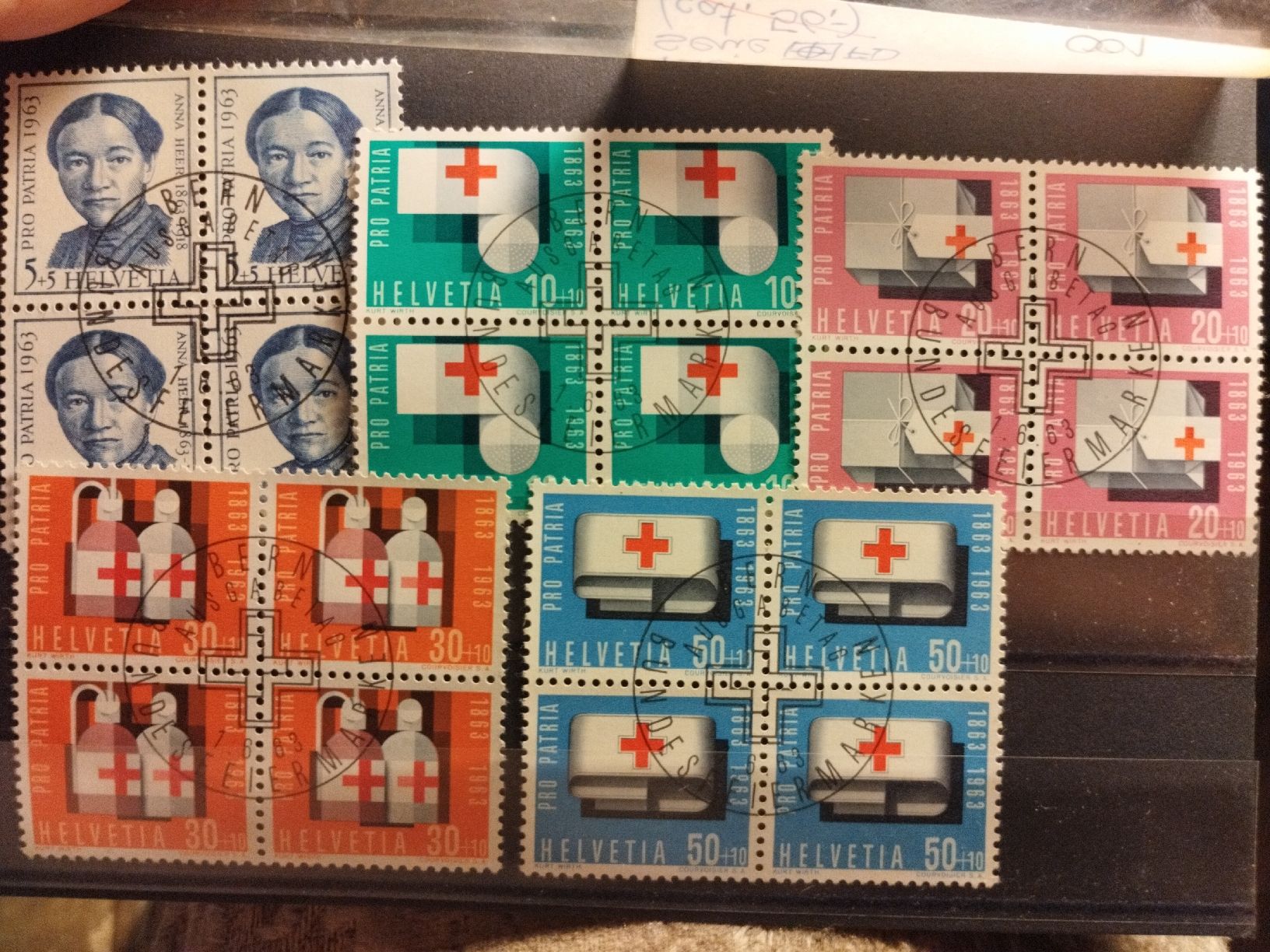 francobolli pro patria anno 1963 quartine timbrate (Usato) a Vezio per
