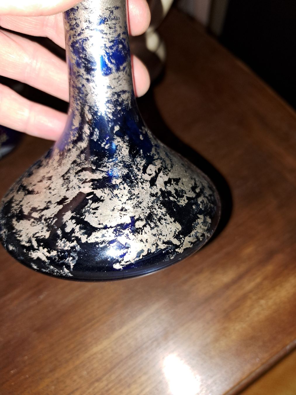 Vasen & Gefässe: Blaue Vase mit Silbermuster, Vintage  – Gebraucht aus Kölliken von Upcycling-by-Mc-TAM 5