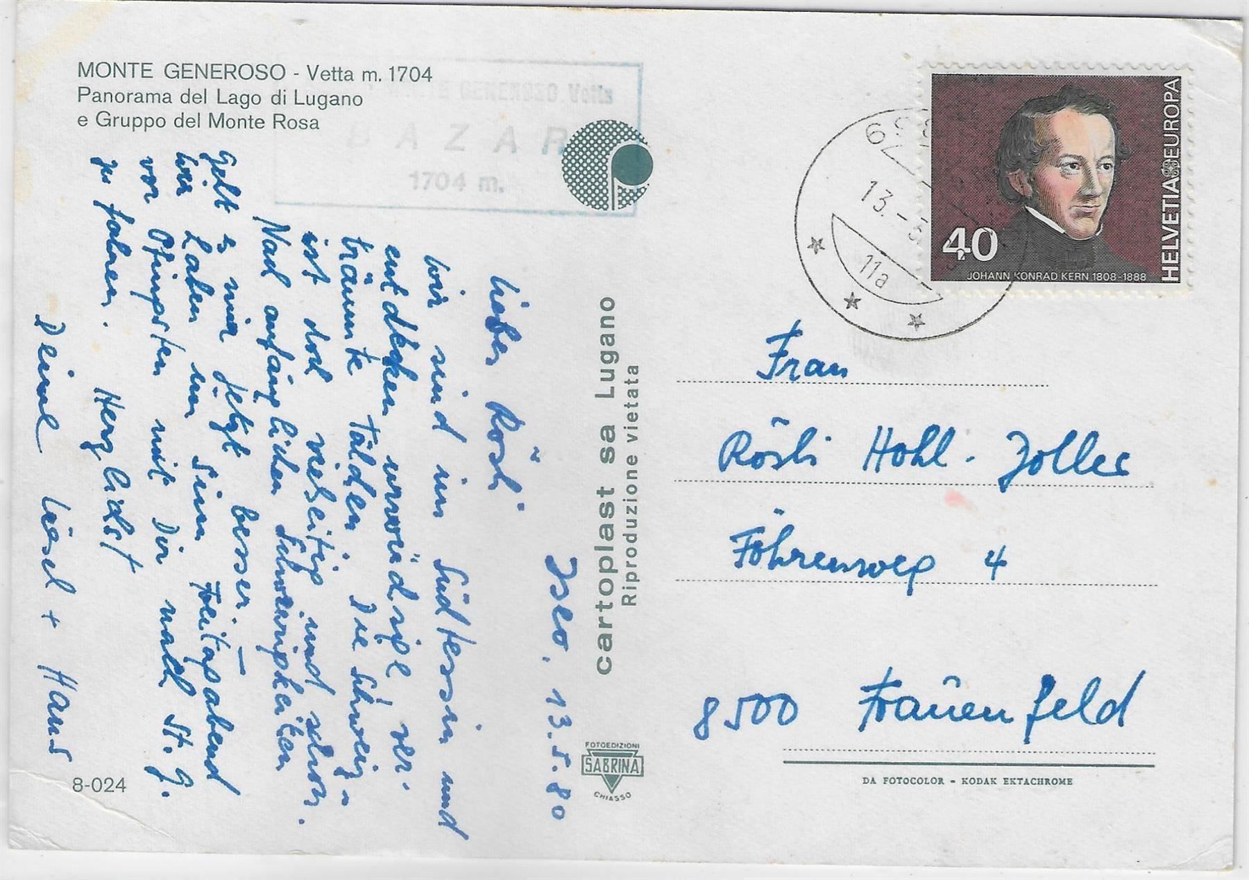Cartoline postali: Saluti dal Monte Generoso - Bahn – Antico da Ettingen venduto da Kartenplanet 1