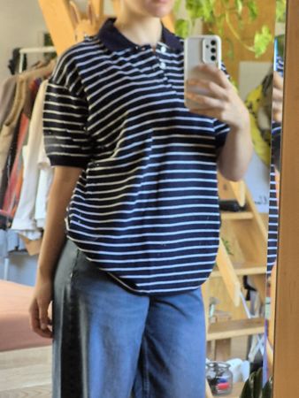 Polo-Shirt gestreift, dunkelblau/weiss, Gr. S