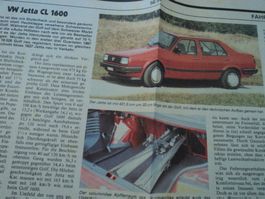 Prospekt Testbericht VW Volkswagen Jetta CL 1600 1987