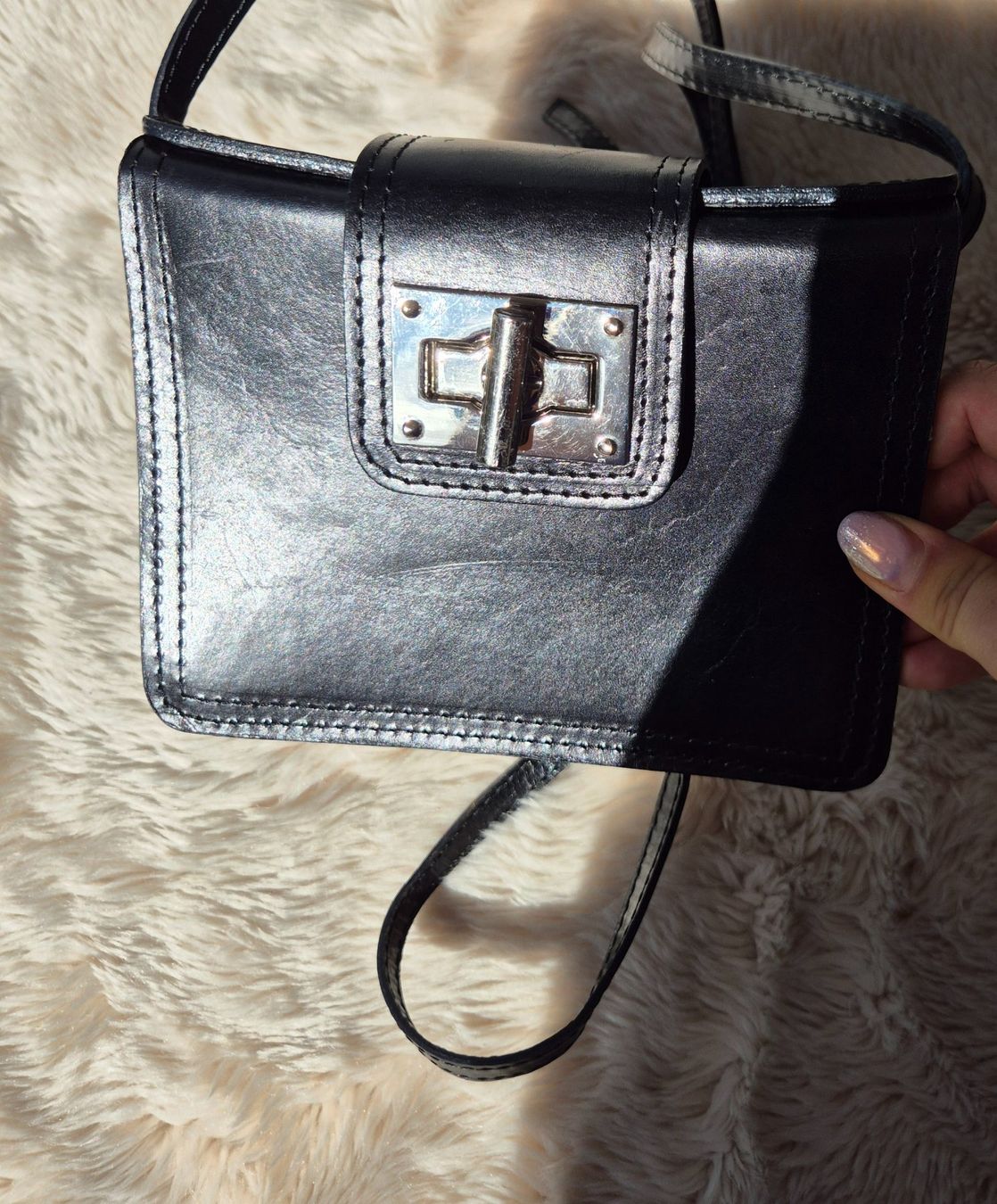 Taschen für Damen: LEDERTASCHE LEDER TASCHE SCHWARZ MINI CLUTCH BASIC,  TOP – Gebraucht aus Elsau von the-colorful-side 4