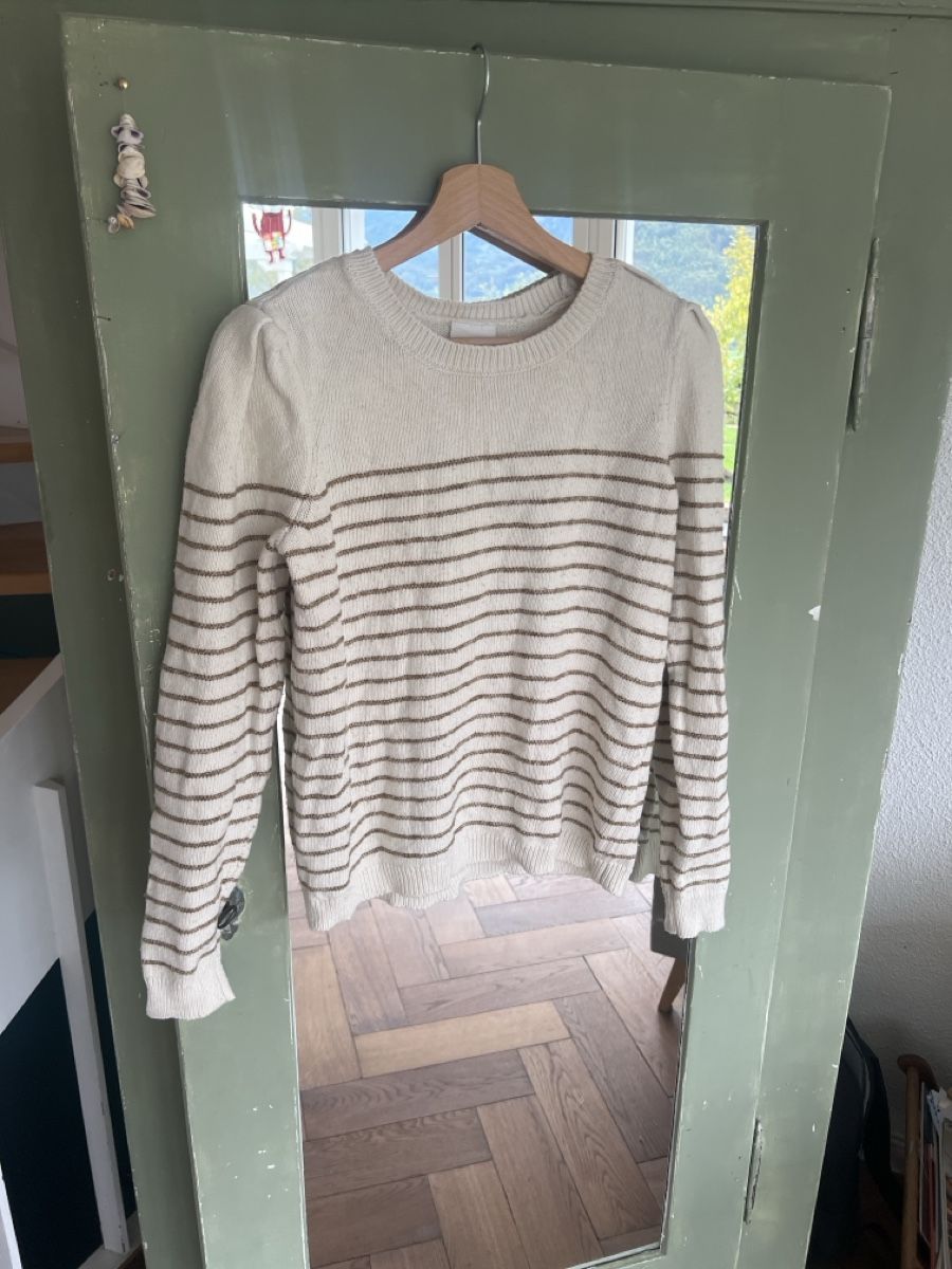 Vila Maglioni & Felpe: Pull VILA rayé blanc et marron col rond taille M – Usato da Walenstadt venduto da Unianrig