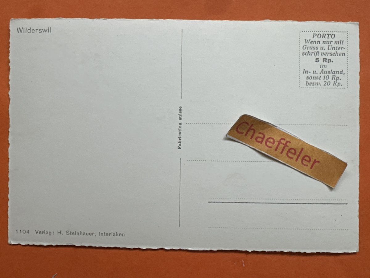 Cartoline postali: Wilderswil – Usato da Zürich venduto da Chaeffeler 1