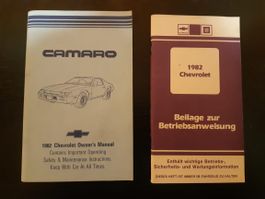 Betriebshandbuch;   1982 Chevrolet Camaro mit Beilage