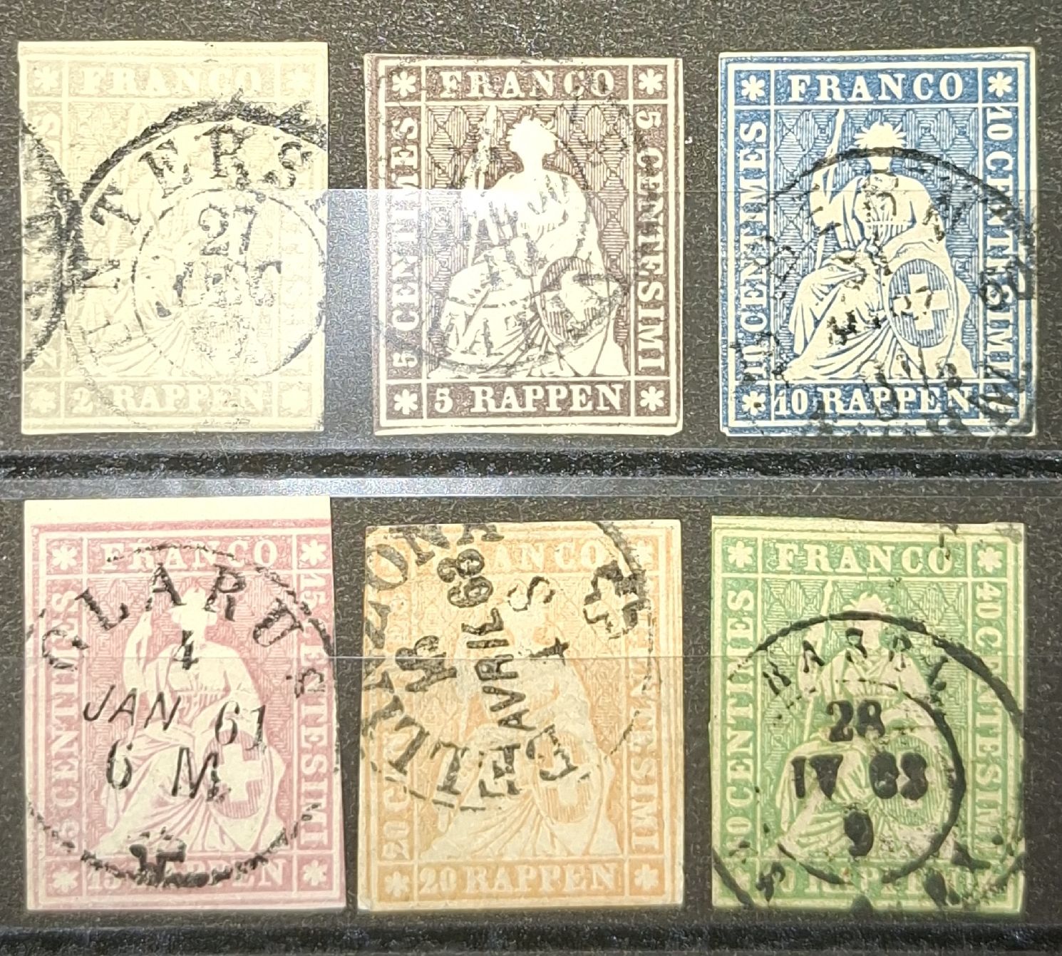 Tutti i francobolli: Strubel 21G - 26G Kat. 1090.- – Usato da Balgach venduto da SIMEON27
