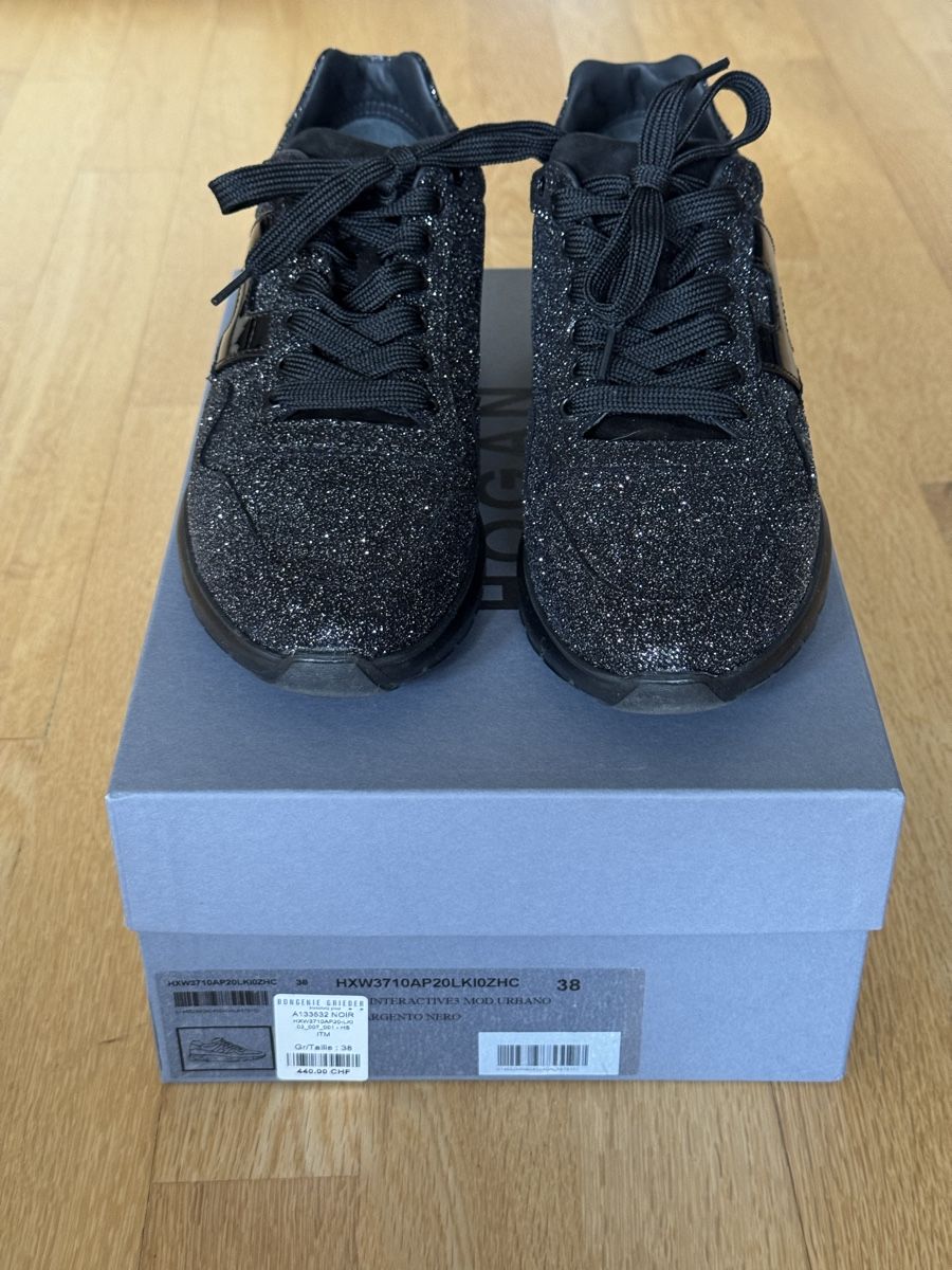 Hogan Scarpe da donna: Hogan Sneaker Gr. 38 Glitzer Schwarz, Neu! – Nuovo e nell'imballaggio originale da Aesch BL venduto da Micimacko-4