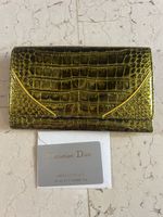 Christian Dior Wallet green embossed leather 