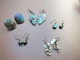 Schmuck-Set Muschelohrringe Original alle mit 925er Fassung 
