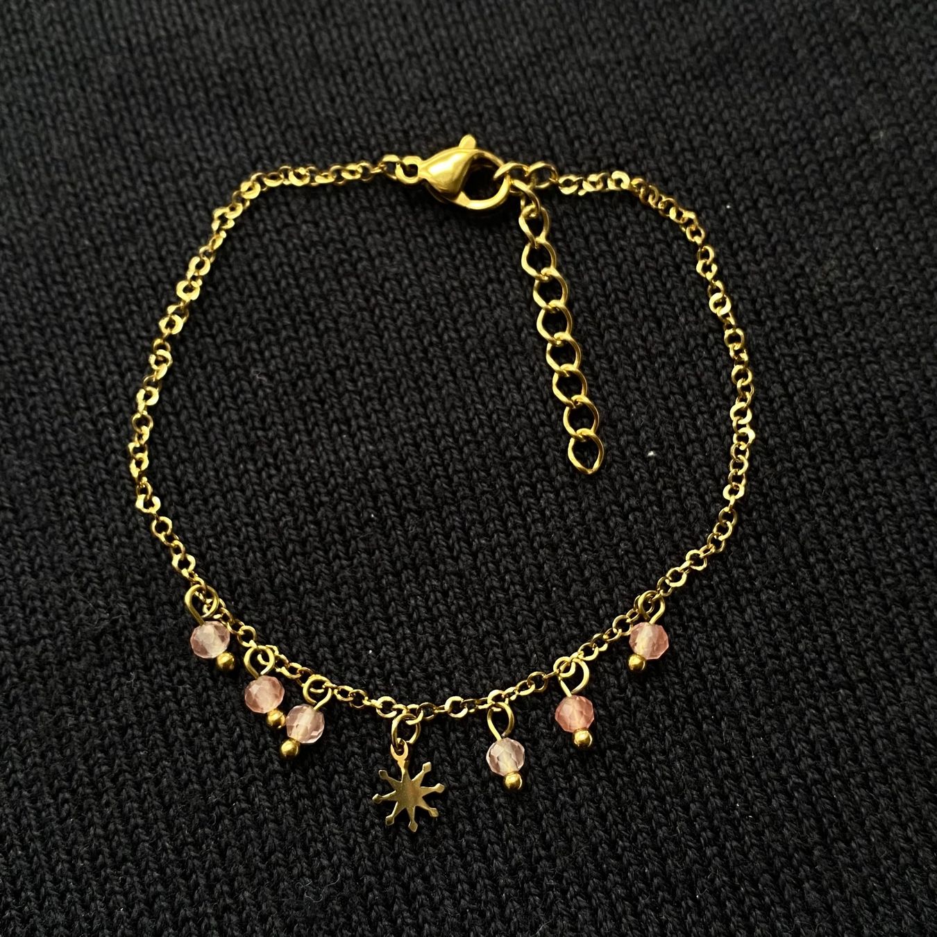 Bracciali & Braccialetti: 18KGP Sonne Armkette Rosa Glas Perlen – Nuovo (secondo la descrizione) da Givisiez venduto da sgu_k58r