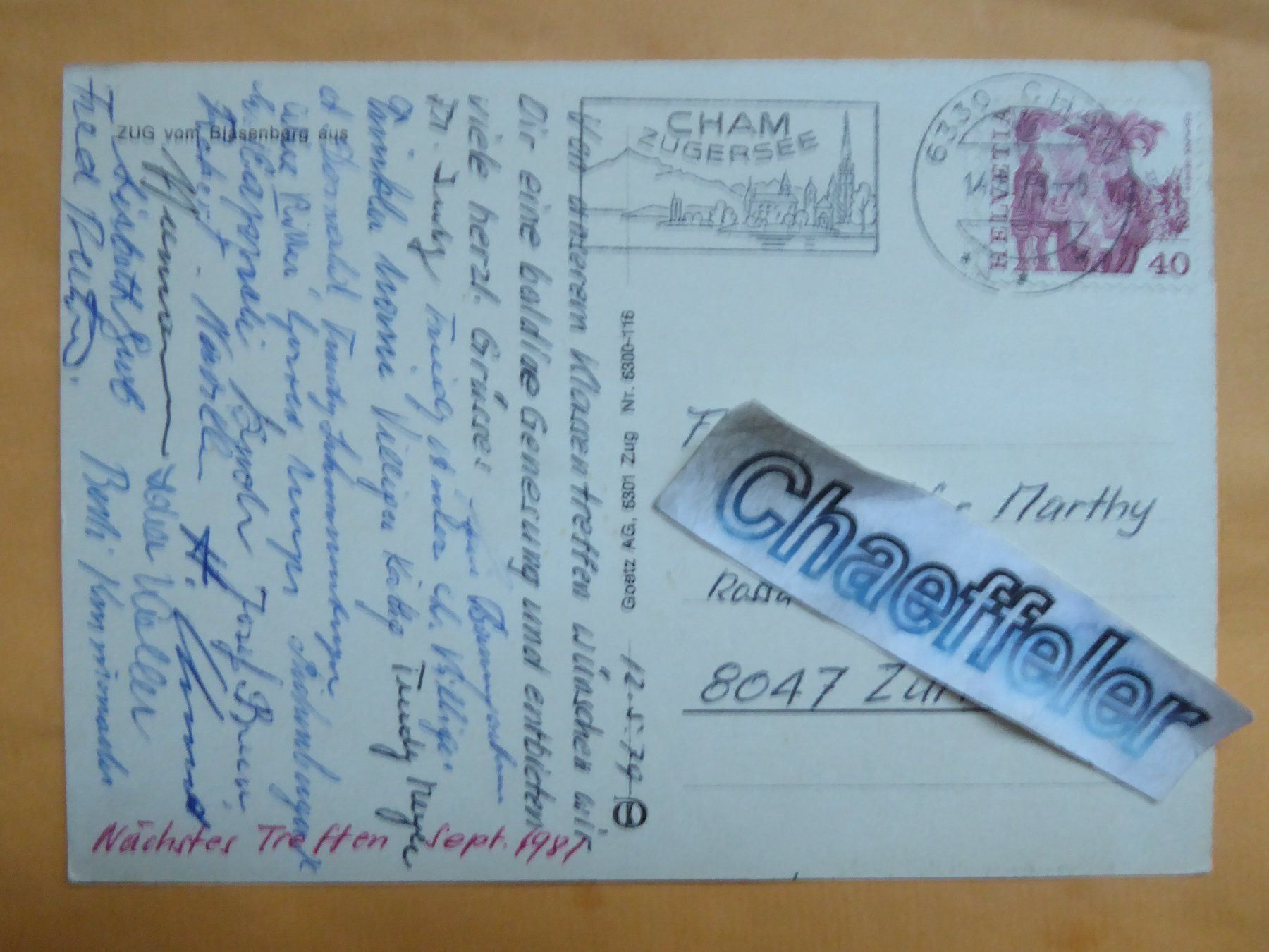 Cartes postales: 1979 Zug vom Blasenberg aus – D'occasion à Zürich par Chaeffeler 1
