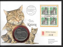 Münzbrief Werbemarke Nr. 790 Katzen ET Bern 9.3.1990
