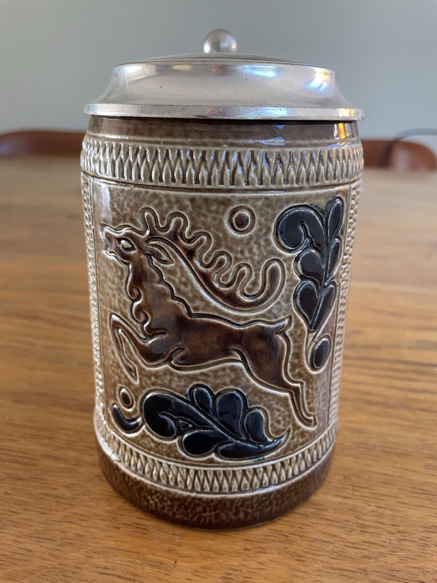 Gläser: Bierkrug mit Zinndeckel aus Keramik – Gebraucht aus Niederbüren von poschti 2