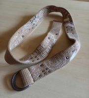 Stoffgürtel Nieten beige Länge 110 cm