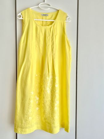 Wunderschönes zitronengelbes Sommerkleid, Leinen