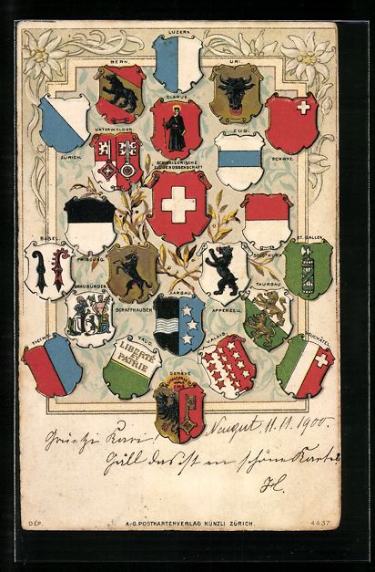 Ansichtskarten: Zürich, Schweizer Wappen, Luzern, Bern, – Gebraucht aus Berlin von bartko-reher