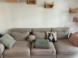 IKEA VALLENTUNA Modulares Sofa (3-Sitzer, Beige) inkl. Deko-