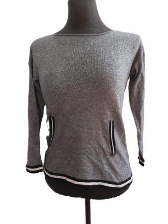 Gr. 36 38 LA FÉE Pulli GRAU Mix Wolle Kaschmir Angora sMasse