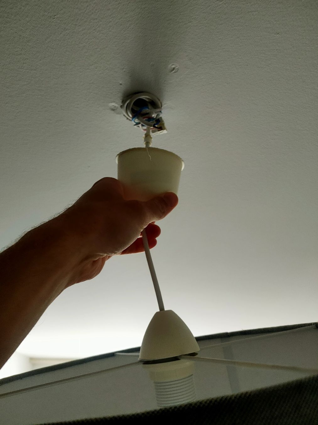Lampadari & plafoniere: Hängelampe rund Stoffschirm grau – Usato da Unterägeri venduto da PaF_592 2