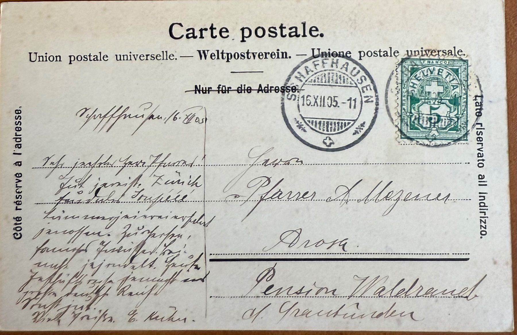Ansichtskarten: Schaffhausen - Münster 1905 – Gebraucht aus Lutry von Ediego 1