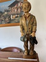 Holzstatue  Betrunkener Handgeschnitze Holzstatue 83 cm