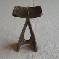 Brutalistischer vintage Kerzenständer, Bronze/Messing