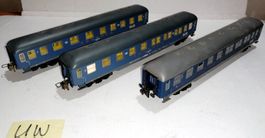 UW) Trix Express 3 blaue Touropa Wagen