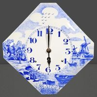 🌀 Delfter Wanduhrzauber mit Windmühlenmotiv 💙