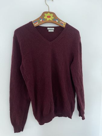 Stile Benetton Merinowolle Pullover, S/M Bordeaux Top! Y2k