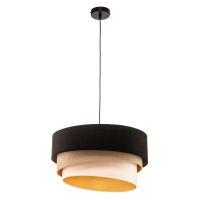 Hängeleuchte Devon, schwarz/beige/ecru/gold Ø45cm