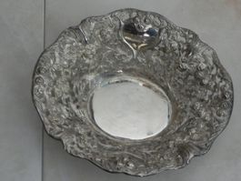 Vintage grösse versilberte Schale Rosendesign - durchbrochen