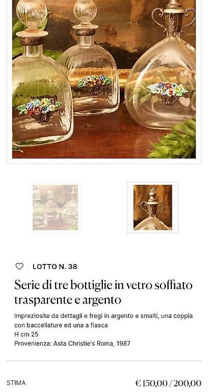 Altro: Bottiglia in vetro soffiato e argento – Usato da Bellinzona venduto da Hispanico 3