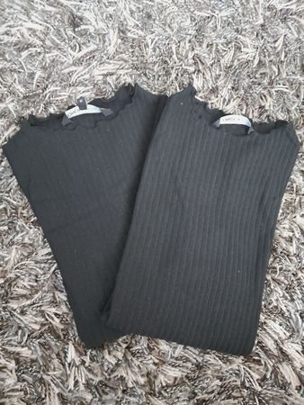 2x ONLY schwarze langarm Rippen Shirt Grösse S
