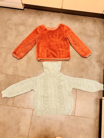 Pullover Set: Mintgrün Zopfmuster & dunkel rosa Flauschig