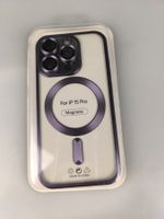 iPhone 15 Pro Hülle, neuwertig, magnetisch, lila Akzente