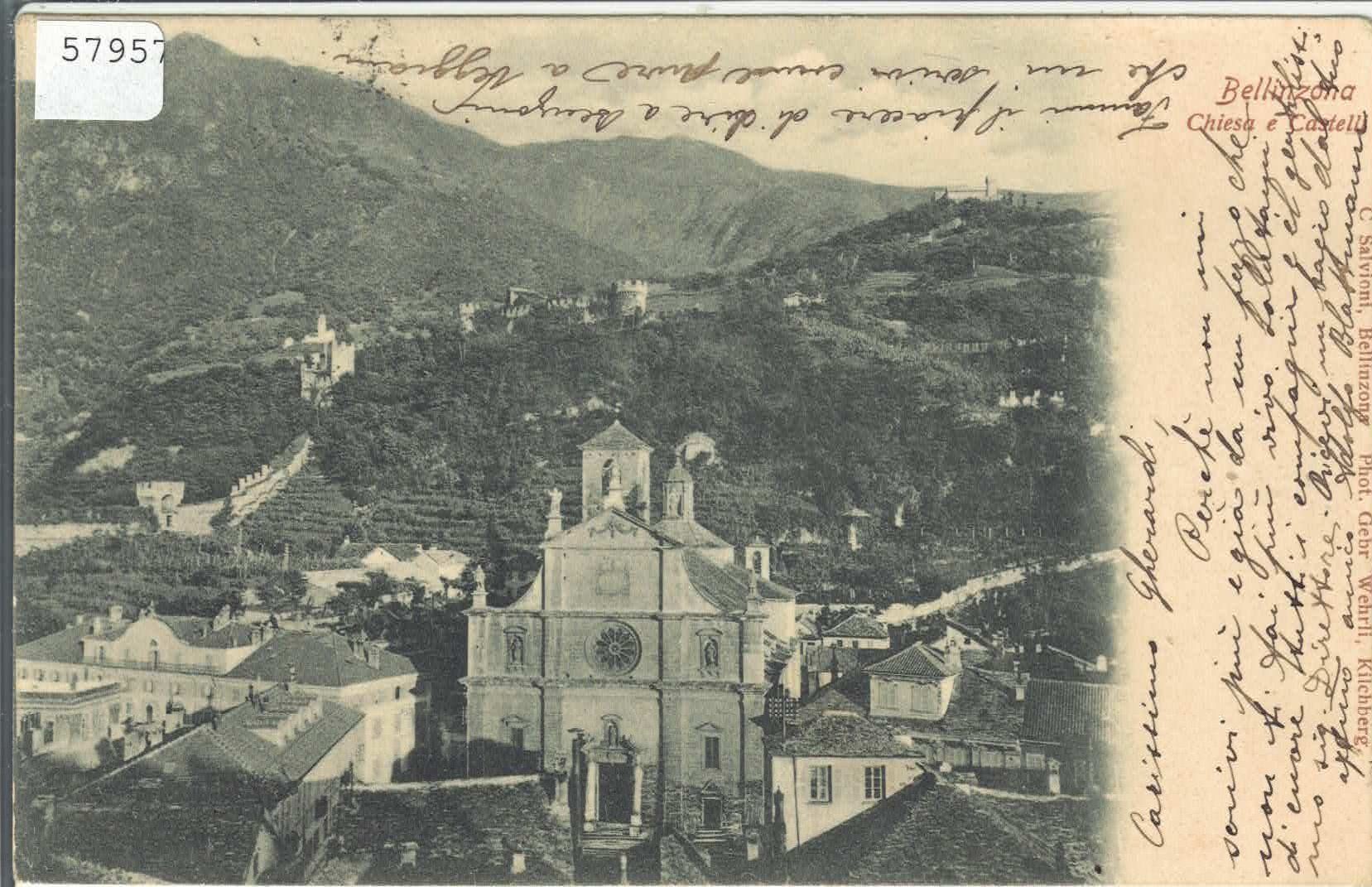 Cartoline postali: Bellinzona - Chiesa e Castelli – Usato da Ettingen venduto da Kartenplanet