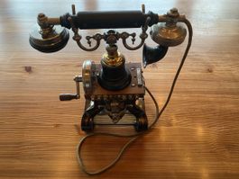 Historisches Kurbeltelefon Metall Holz 