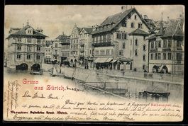 AK Zürich, Häuser am Rathausquai, 1898