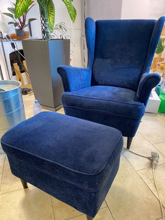 IKEA Strandmon Ohrensessel mit Hocker Kaufen auf Ricardo