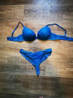 blaues Dessous-Set mit Spitze, Grösse 75C