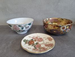 3er Set Schalen Satsuma Stil Japan Porzellan (Handbemalt)